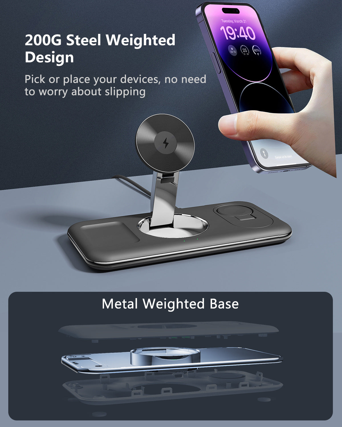 ChargeDock Pro™ – 3-in-1 Magnetische Ladestation