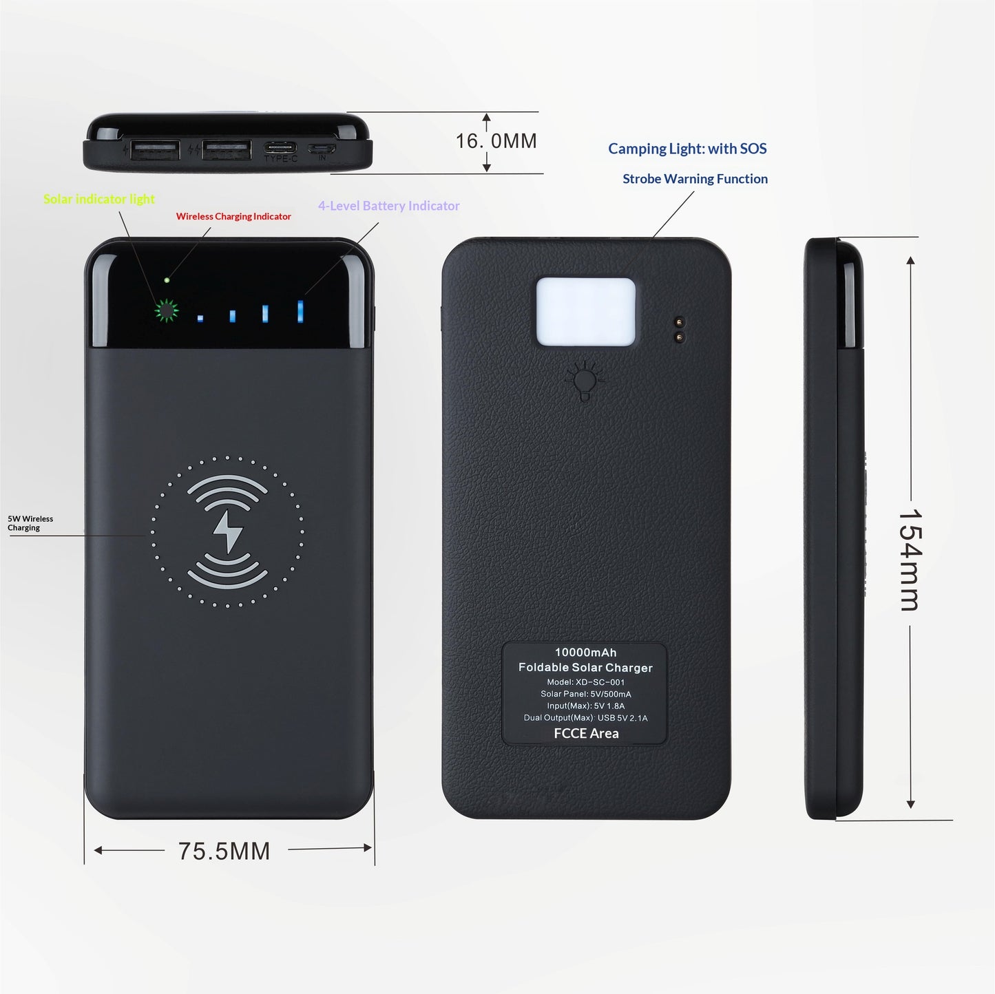 SolarCharge Pro™ – Faltbare Solar Powerbank mit Wireless Charging