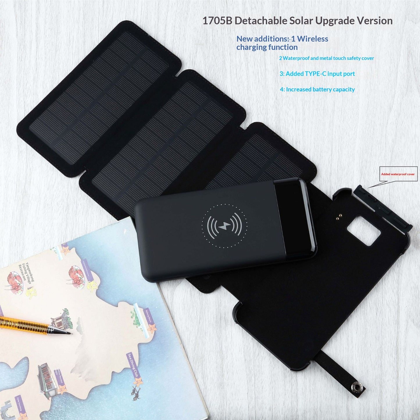 SolarCharge Pro™ – Faltbare Solar Powerbank mit Wireless Charging